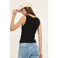 Gia Knit Button Up Top-Black