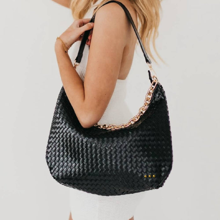Sienna Slouchy Woven Shoulder Bag: Black