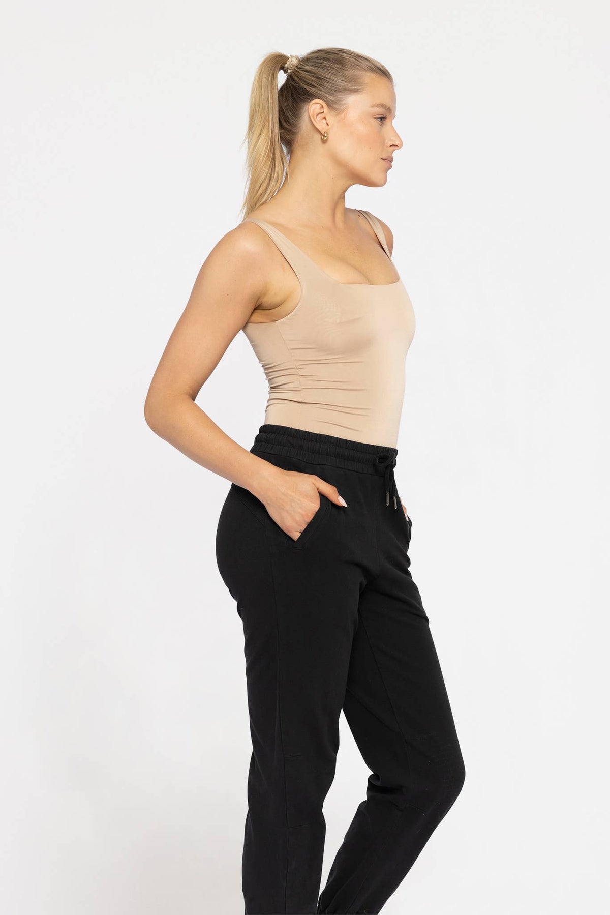 Shine On Square Neck Bodysuit - Nude