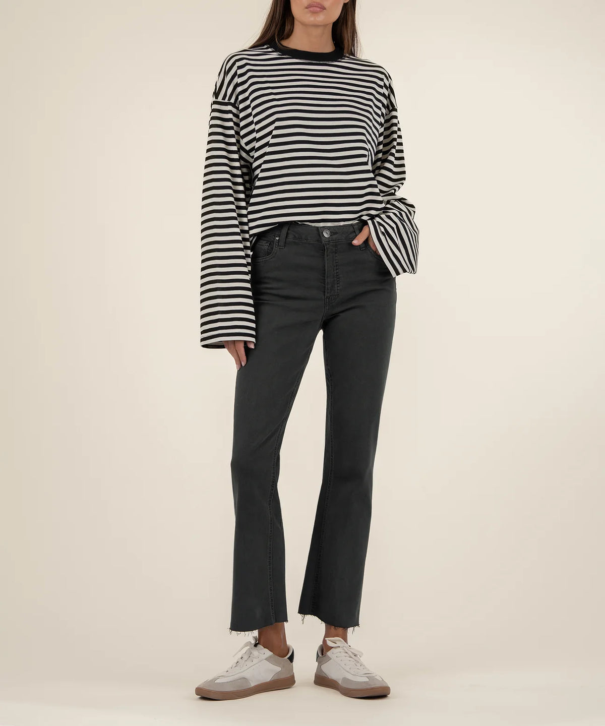 Kelsey Mid Rise Ankle Flare- Pewter