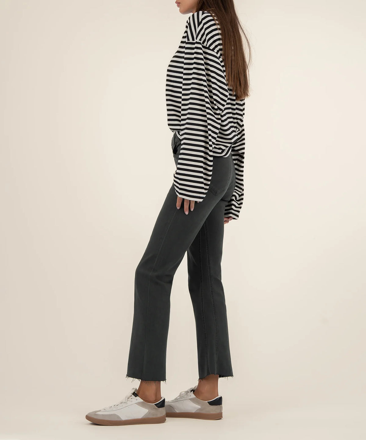 Kelsey Mid Rise Ankle Flare- Pewter