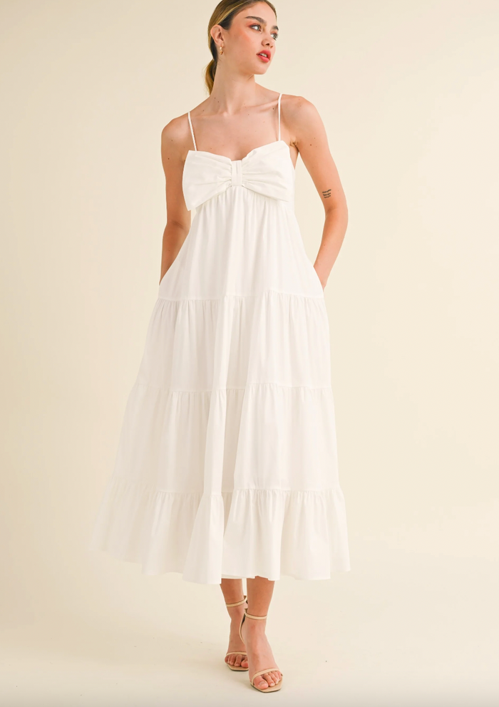 Issabella Bow Maxi Dress-White
