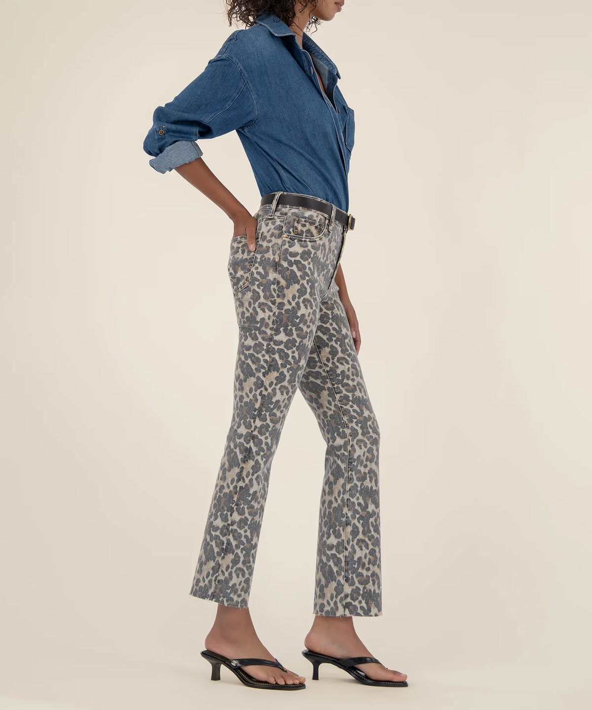 Kelsey High Rise Ankle Flare- Tan/ Brown