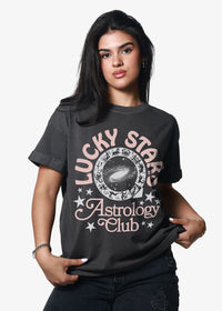 Lucky Stars Vintage Black Boyfriend Tee