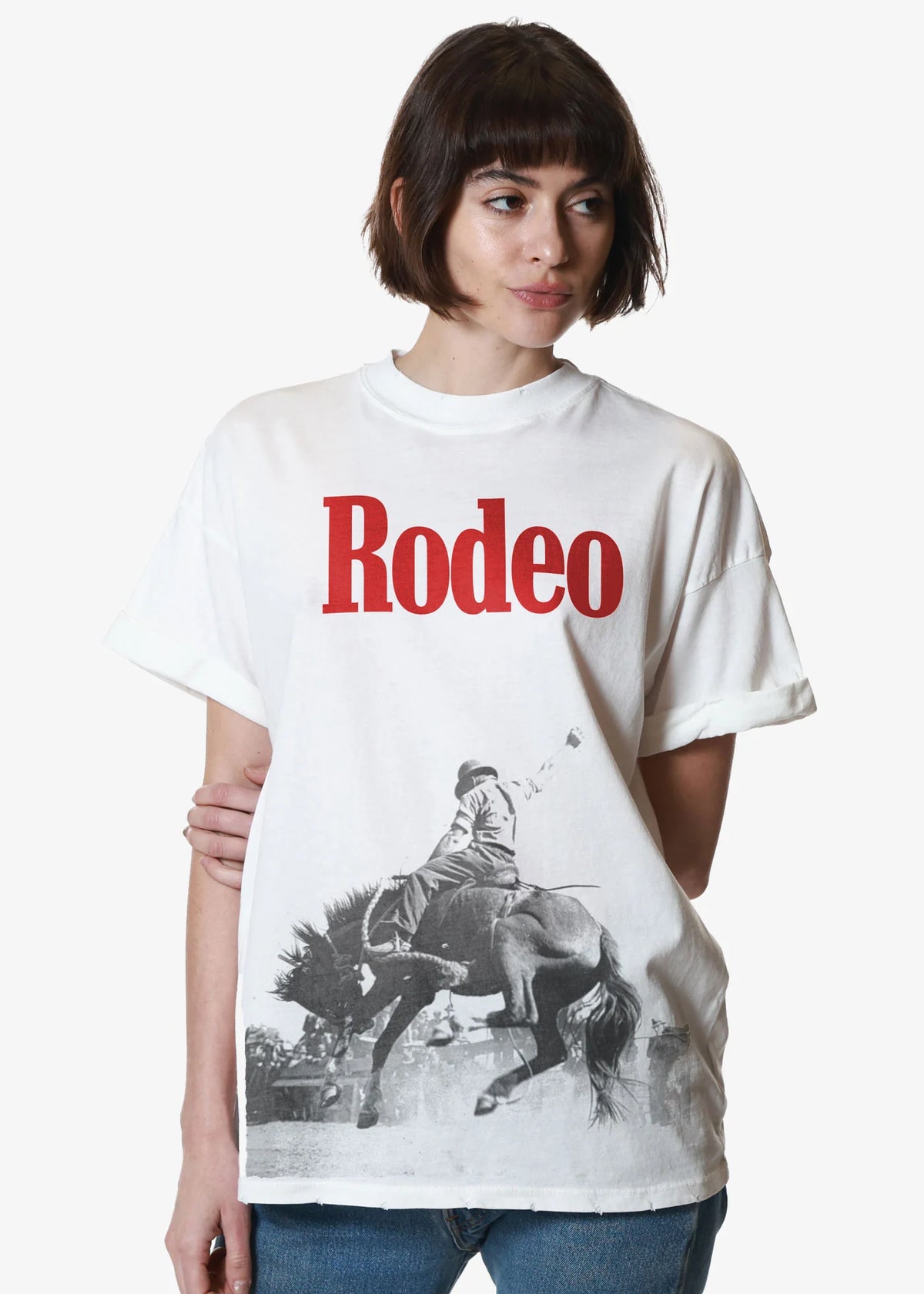 Rodeo Vintage White Boyfriend Tee