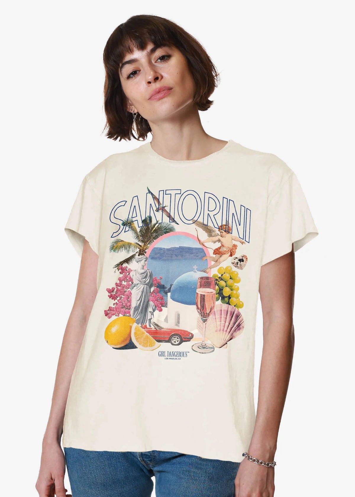 Santorini Collage Natural Vintage Tee