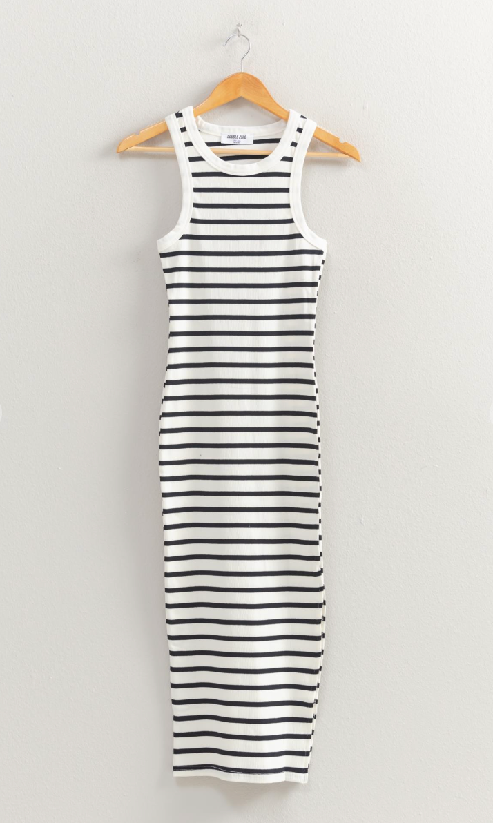Summer Striped Midi Dress - Black/White *RESTOCK*