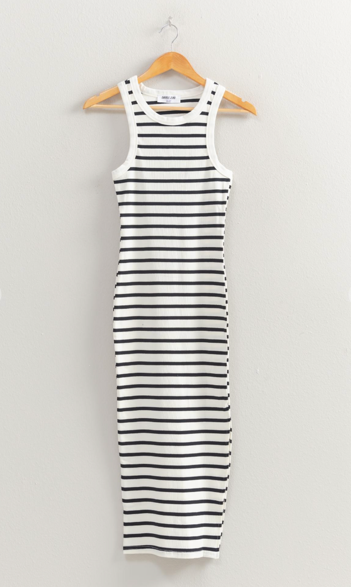 Summer Striped Midi Dress - Black/White *RESTOCK*