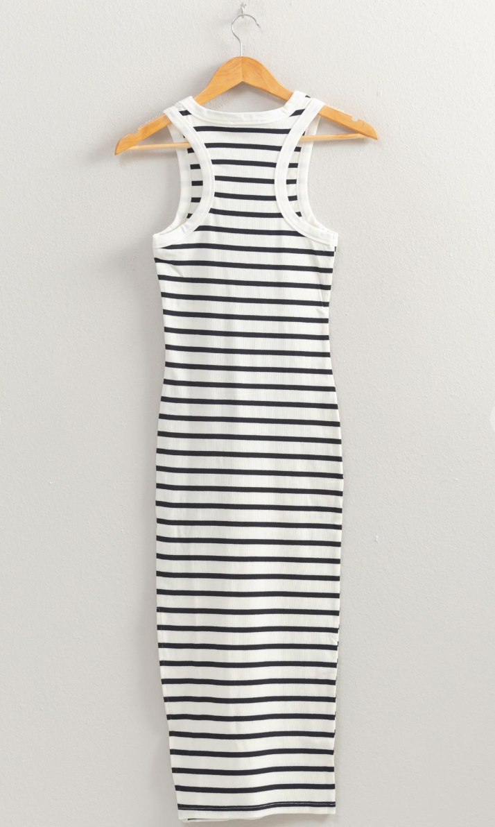 Summer Striped Midi Dress - Black/White *RESTOCK*