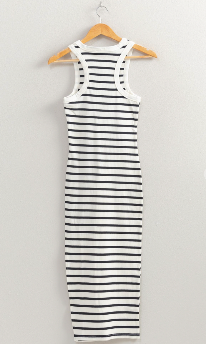 Summer Striped Midi Dress - Black/White *RESTOCK*