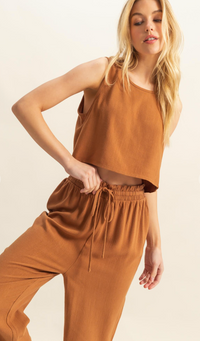 Morganne Top and Pants Set - Brown