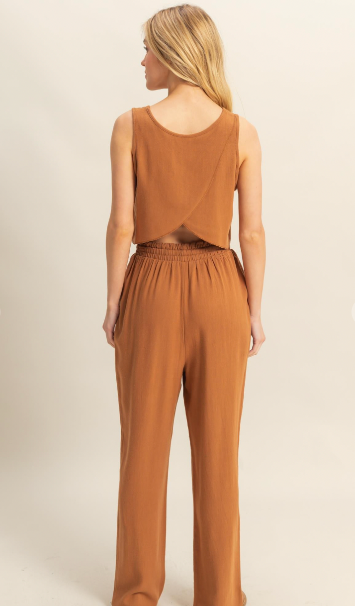 Morganne Top and Pants Set - Brown