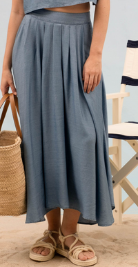 Blu Pleated Midi Skirt