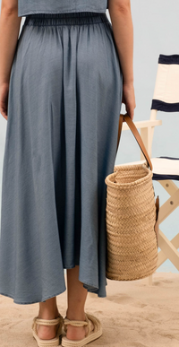 Blu Pleated Midi Skirt