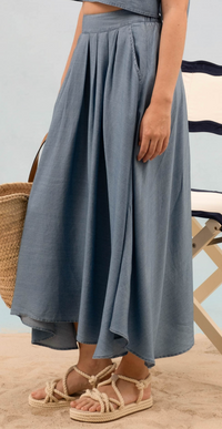 Blu Pleated Midi Skirt