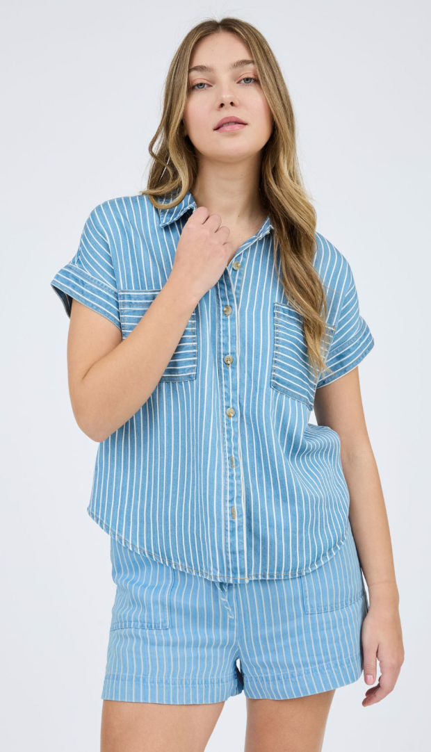 Lucy Pinstripe Button Down Shirt