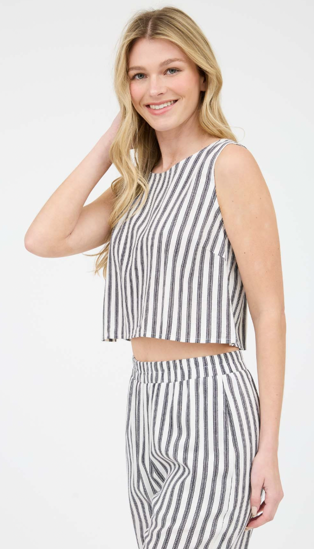 Adora Striped Linen Top