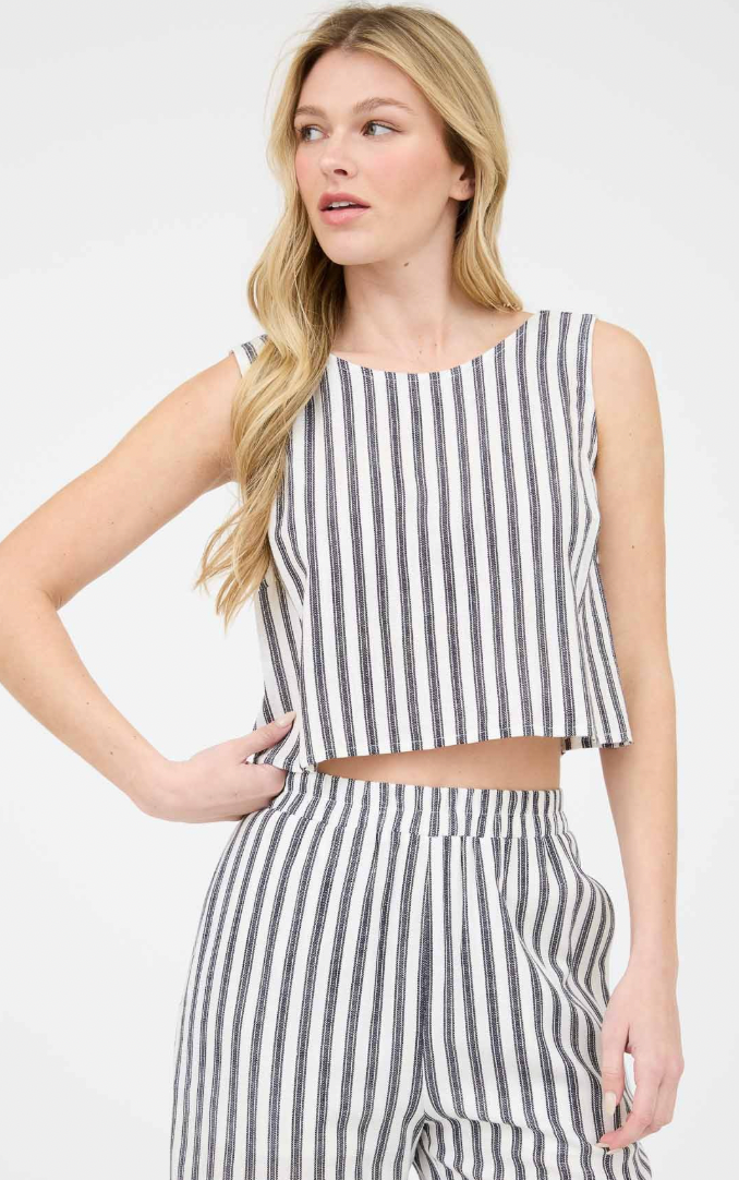 Adora Striped Linen Top