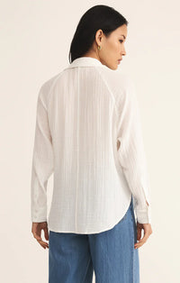 Perfect Airy Gauze Button Up- White