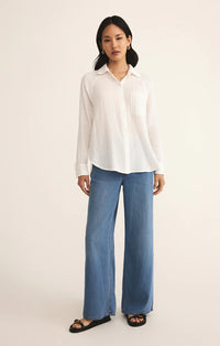 Perfect Airy Gauze Button Up- White