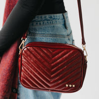 Coco Quilted Crossbody Bag: Maroon