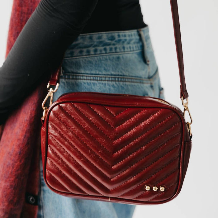 Coco Quilted Crossbody Bag: Maroon