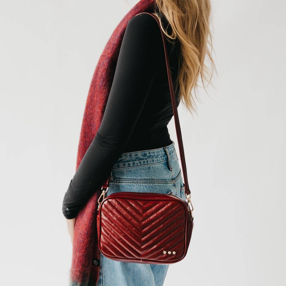 Coco Quilted Crossbody Bag: Maroon