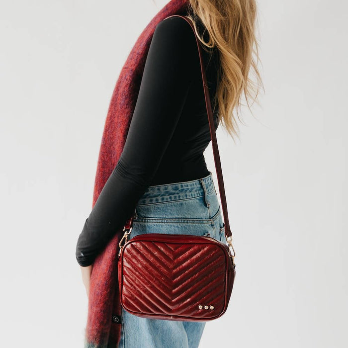 Coco Quilted Crossbody Bag: Maroon