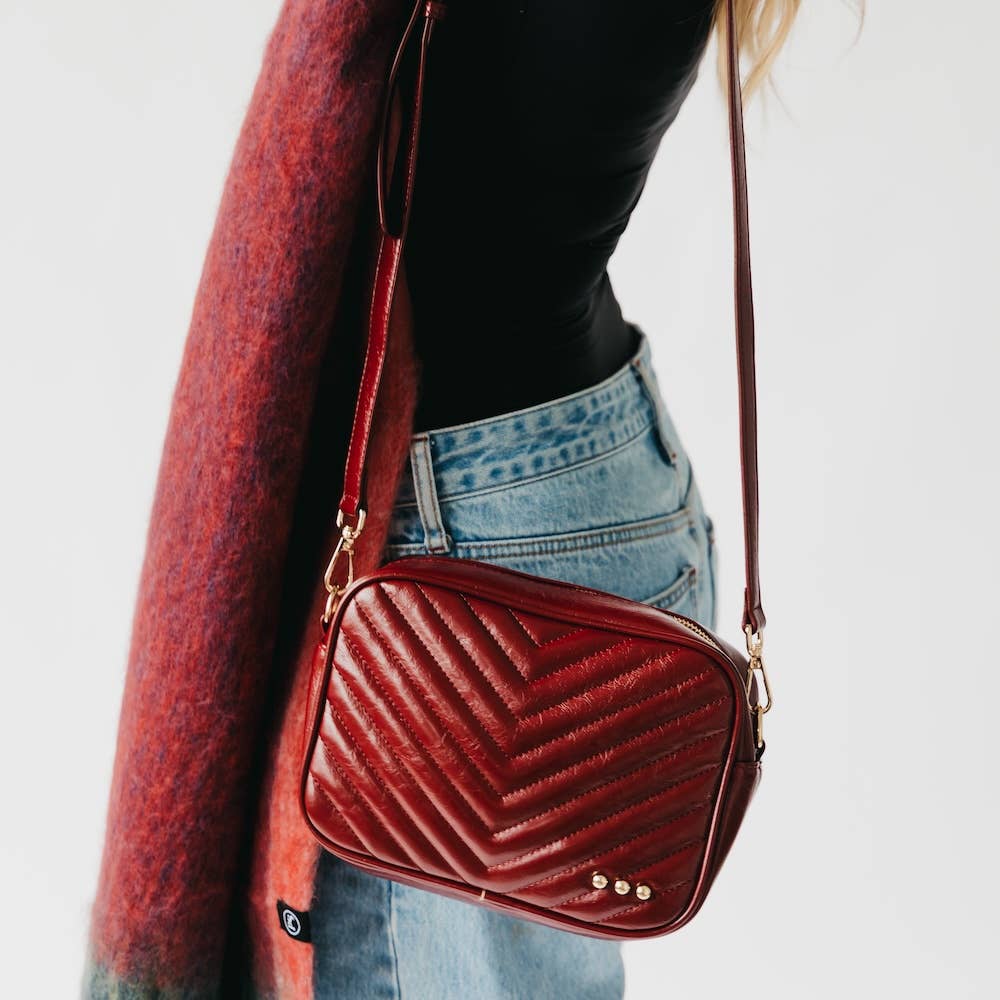 Coco Quilted Crossbody Bag: Maroon