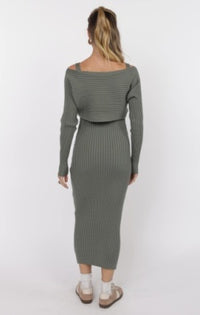 Gabi Sweater Dress Set- Sage