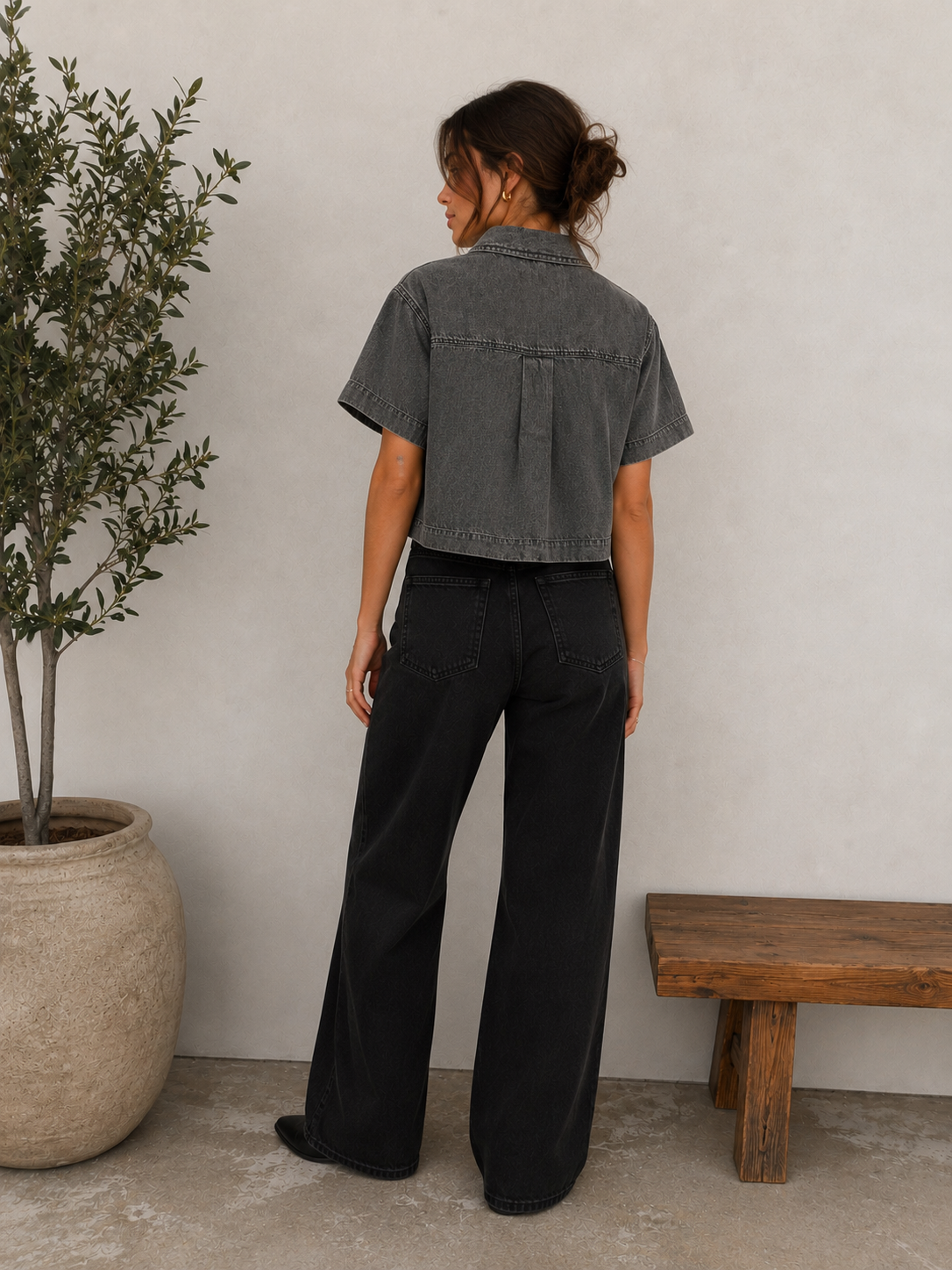 Rimple Button Up - Grey