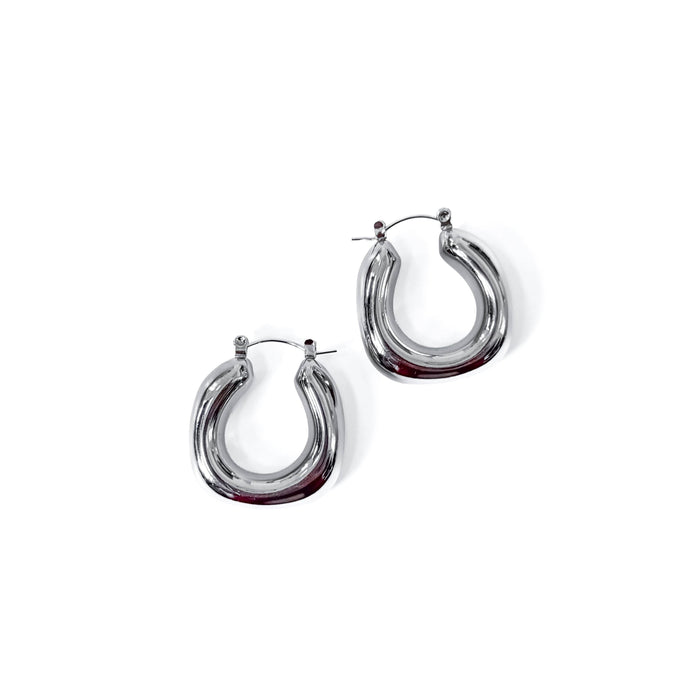 Chunky Waterproof Hoops: Silver