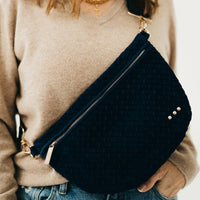 Suede Westlyn Woven Bum Bag: Suede Black