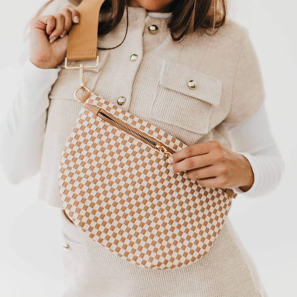 Westlyn Woven Bum Bag : Checkered Brown