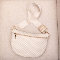 Layla Woven Checkered Crossbody Sling Bag: Almond Check
