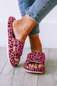 Leopard Print Thick Sole Slip On Slippers