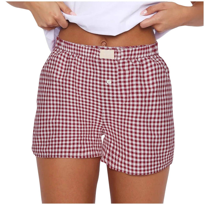 Sawyer Vintage Plaid Shorts- Red