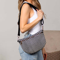 Layla Woven Checkered Crossbody Sling Bag: Black Check