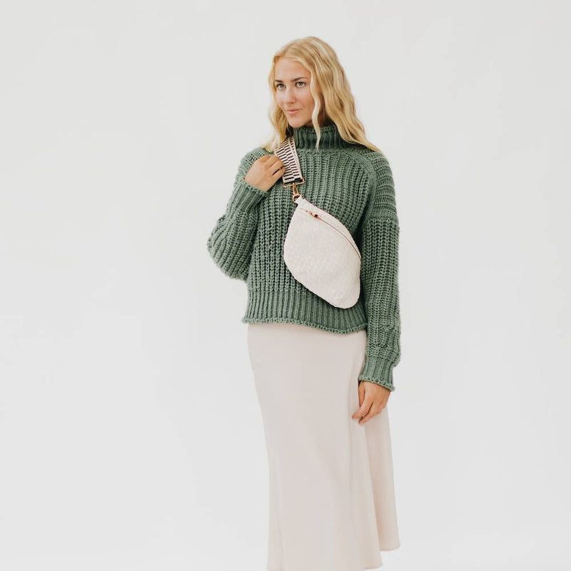 Westlyn Woven Crossbody Bag: Cream