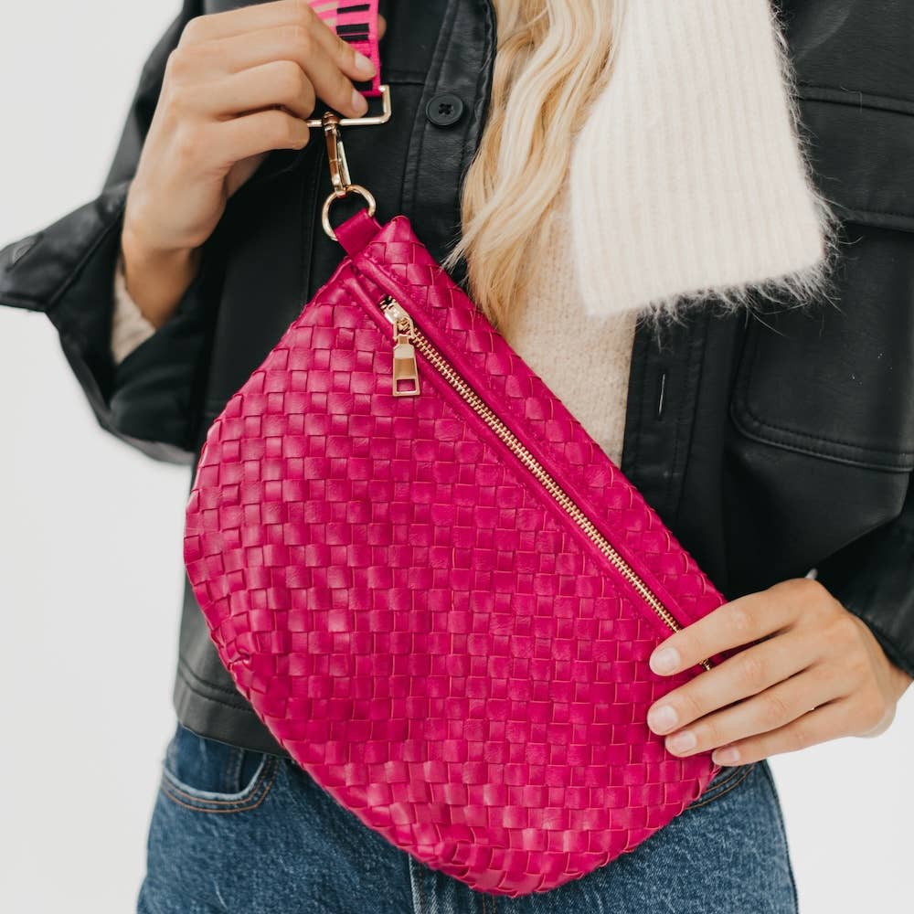 Westlyn Woven Bum Bag/Crossbody: Fuchsia