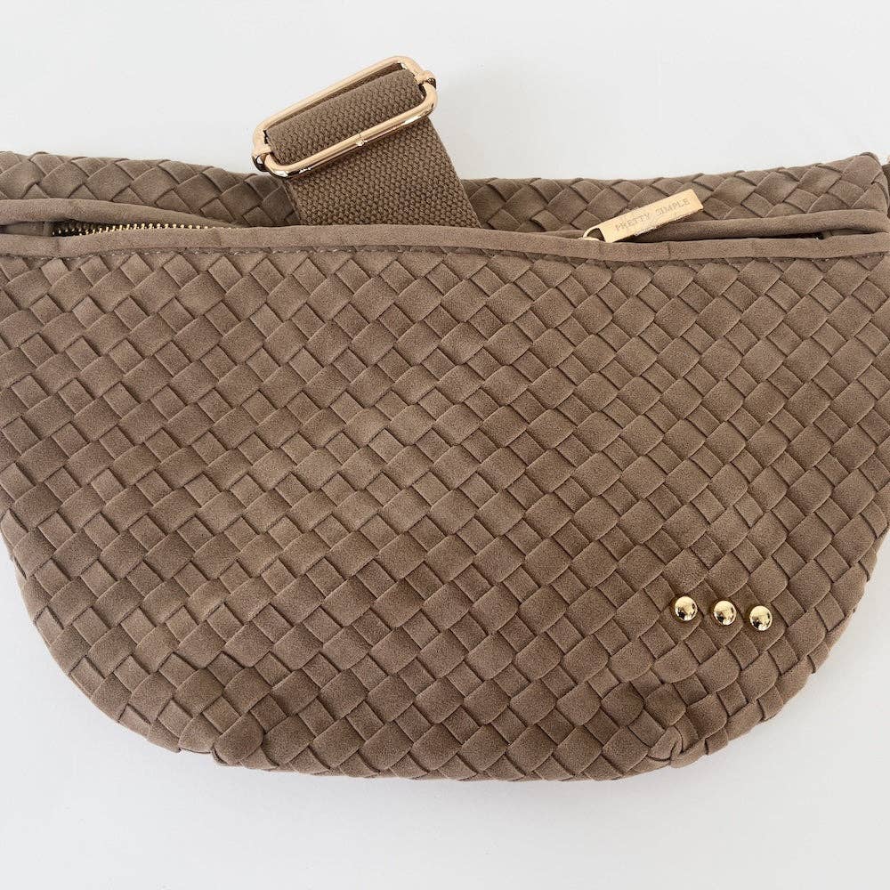 Suede Westlyn Woven Bum Bag: Taupe