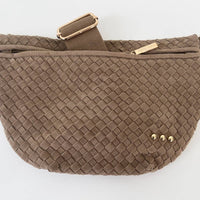 Suede Westlyn Woven Bum Bag: Taupe