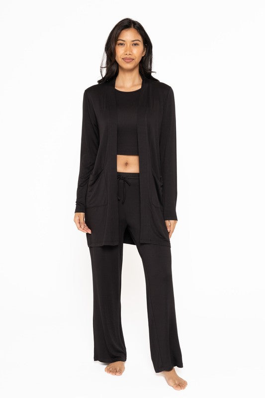 Lounge Open-Front Terry Cardigan