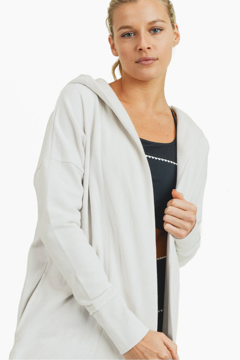 Blaire Open Front Hoodie Cardigan - Creme