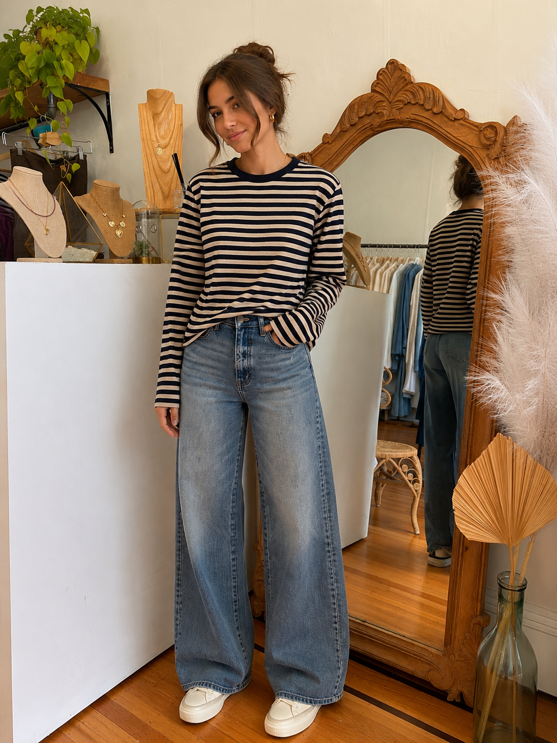 Sydney Striped Long Sleeve - Navy