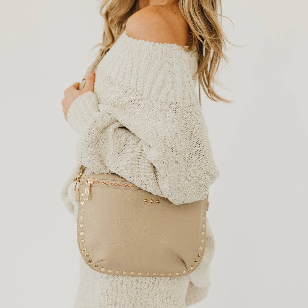 Pebble Sabrina Studded Bum Bag: Cream
