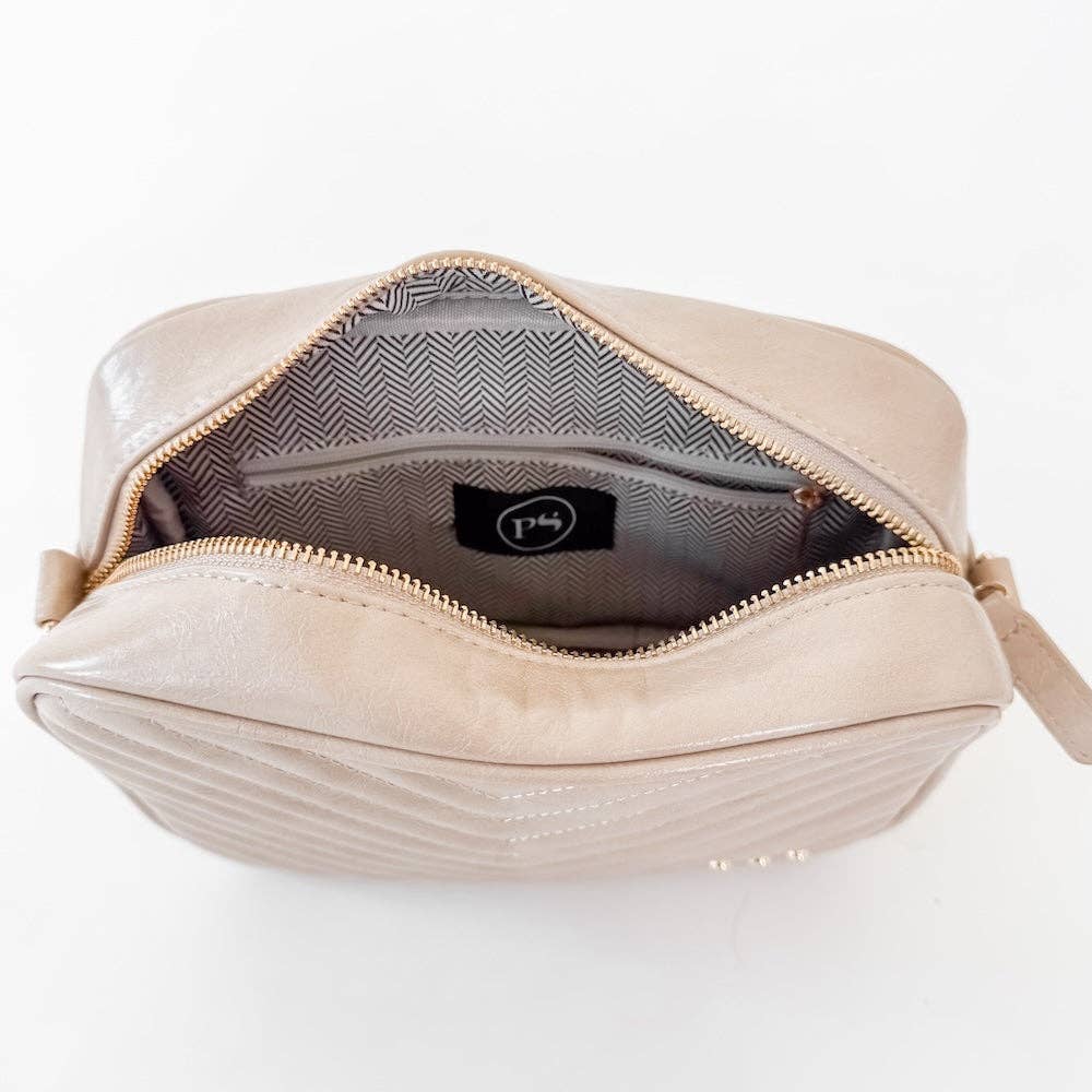 Coco Quilted Crossbody Bag: Taupe