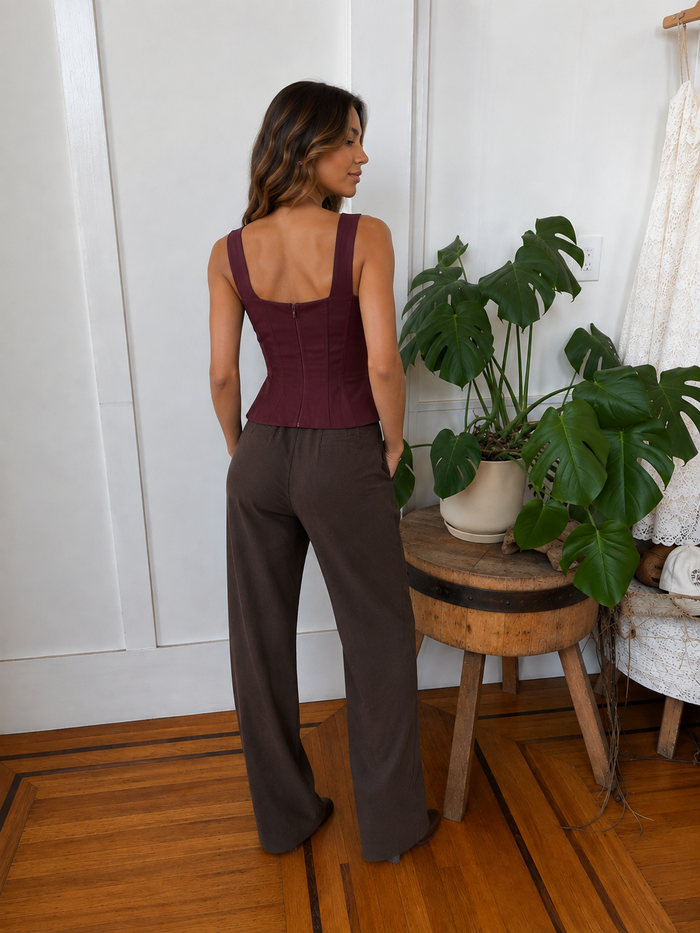 Leanne Peplum Top - Wine