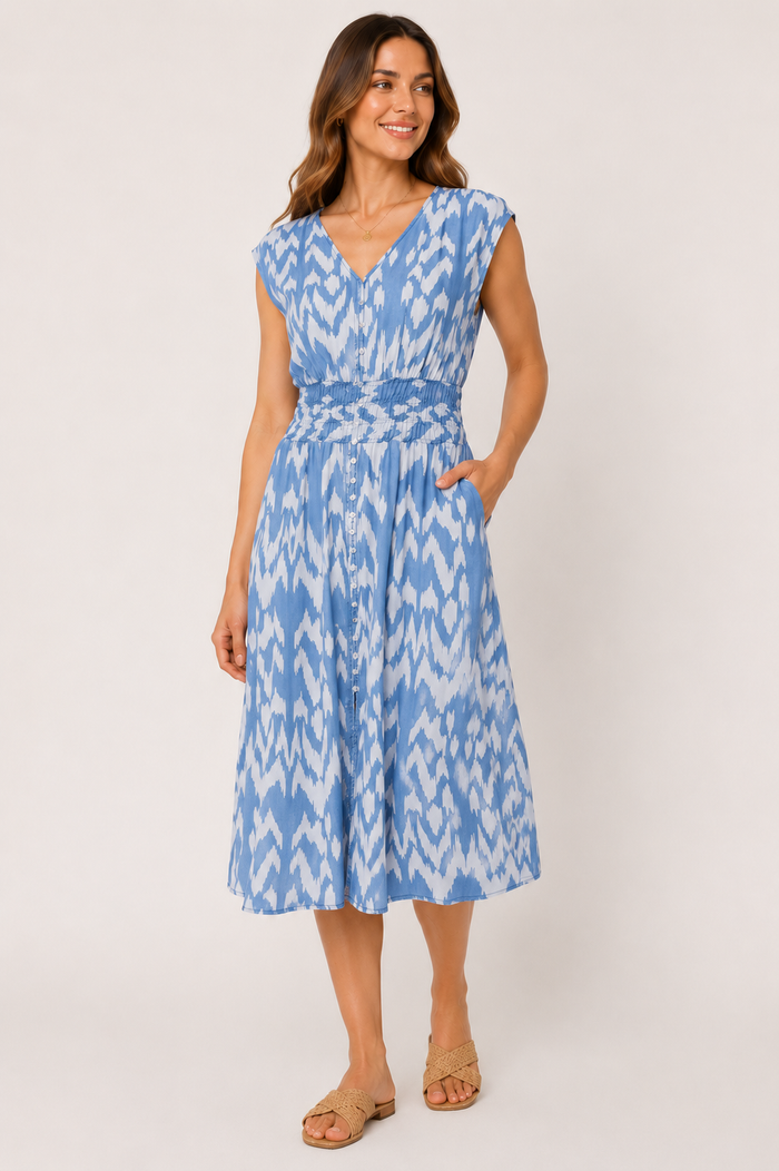 Persa Midi Dress - Blue