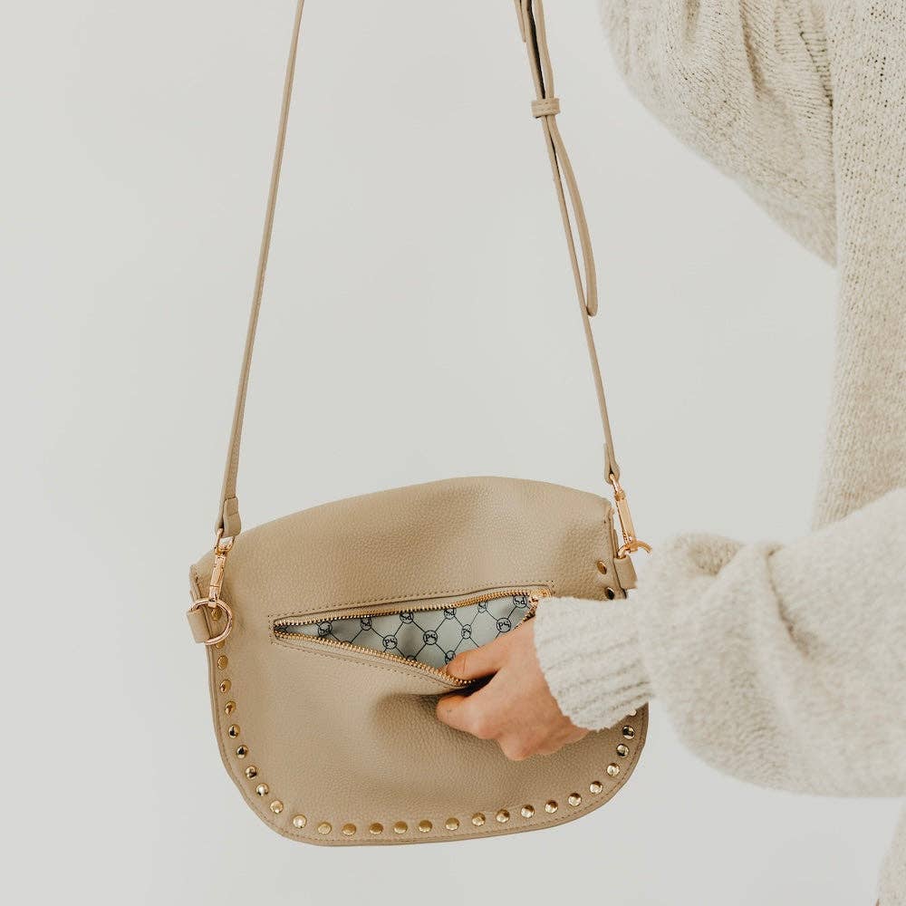 Pebble Sabrina Studded Bum Bag: Cream